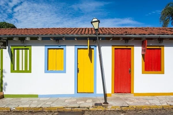 Colourful houses in the historic village of Pirenopolis, Goais, Brazil, South America