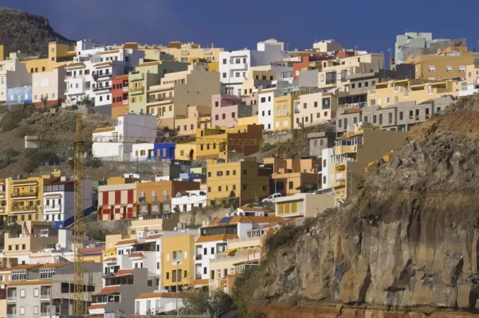 Framed Print : Colourful houses in San Sebastian de la Gomera, La Gomera, Canary Islands, Spain, Europe Framed Print : Colourful houses in San Sebastian de la Gomera, La Gomera, Canary Islands, Spain, Europe