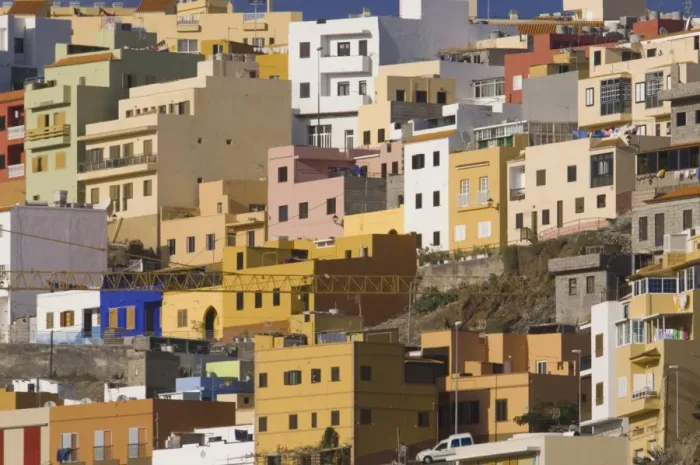 Framed Print : Colourful houses in San Sebastian de la Gomera, La Gomera, Canary Islands, Spain, Europe