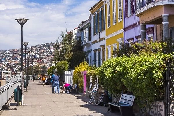Colourful houses in Valparaiso, Valparaiso Province, Chile, South America