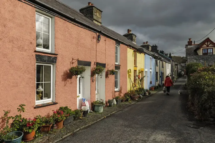 Framed Print : Colourful houses on Water Street in this old former shipbuilding coastal village Framed Print : Colourful houses on Water Street in this old former shipbuilding coastal village