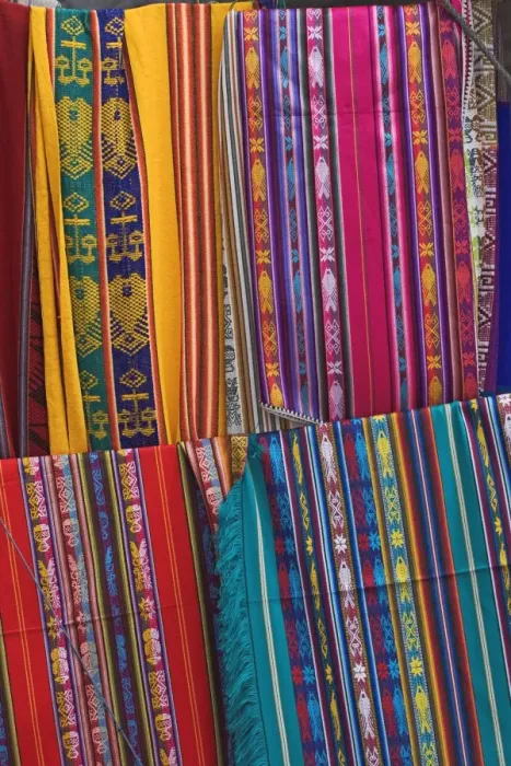 Framed Print : Colourful indigenous-style textiles on sale in the provincial capital, Riobamba Framed Print : Colourful indigenous-style textiles on sale in the provincial capital, Riobamba