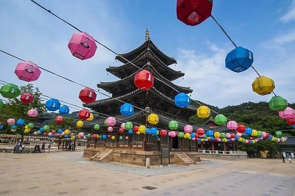 Colourful lanterns in the Beopjusa Temple Complex, South Korea, Asia