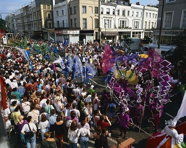 Colourful parade at the Notting Hill Carnival, Notting Hill, London, England