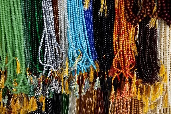 Colourful prayer beads for sale inside Soon U Ponya Shin Paya, located on Sagaing Hill