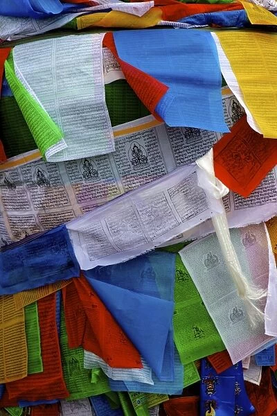 Colourful prayer flags, Lhasa, Tibet, China, Asia