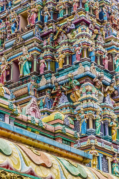 Colourful roof detail on the Sri Mahamariamman Temple in Kuala Lumpur, Malaysia, Southeast