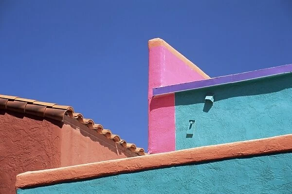 Colourful roof detail in village