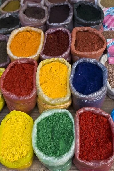 Colourful spices at market stall, Osh, Kyrgyzstan, Central Asia, Asia