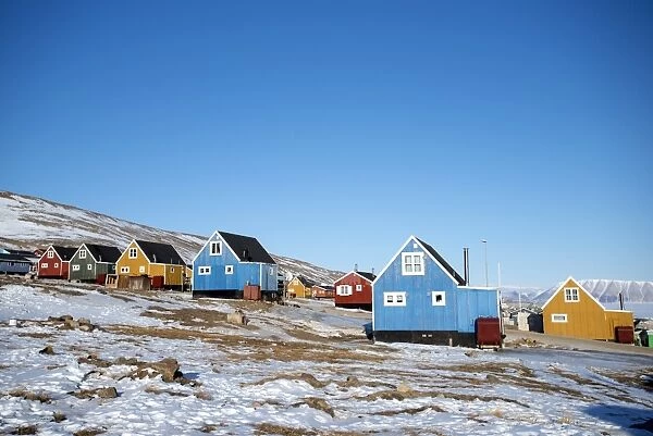 Colourful wooden houses in the village of Qaanaaq, one of the most northerly human