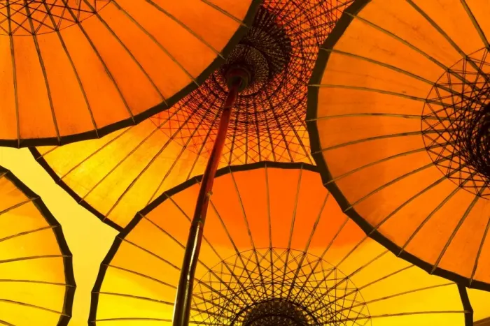 Framed Print : Colourful yellow and orange parasols backlight, Bagan, Myanmar (Burma), Southeast Asia Framed Print : Colourful yellow and orange parasols backlight, Bagan, Myanmar (Burma), Southeast Asia