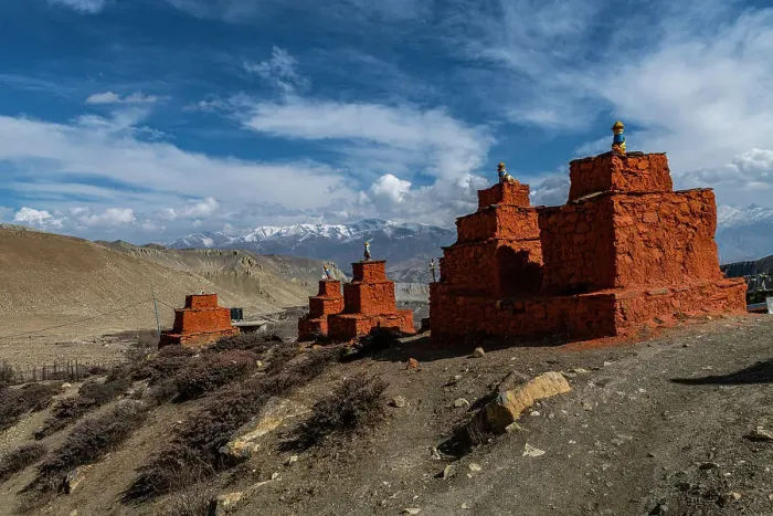 Framed Print : Colourfully painted Buddhist stupa, Ghar Gumba Monastery, Kingdom of Mustang, Himalayas, Nepal, Asia Framed Print : Colourfully painted Buddhist stupa, Ghar Gumba Monastery, Kingdom of Mustang, Himalayas, Nepal, Asia