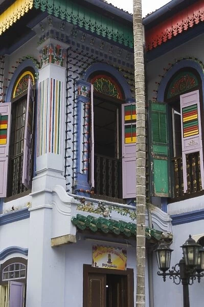 Colourfully painted building in Little India