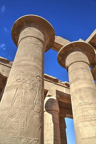 Column reliefs, Hypostyle Hall, The Ramesseum (Mortuary Temple of Ramese II), Luxor