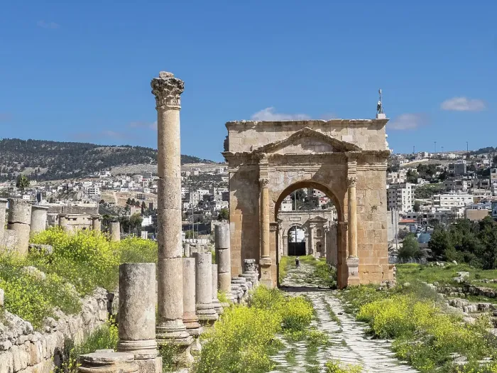 Framed Print : Columned archway in the ancient city of Jerash, believed to be founded in 331 BC by Alexander the Great, Jerash, Jordan, Middle East Framed Print : Columned archway in the ancient city of Jerash, believed to be founded in 331 BC by Alexander the Great, Jerash, Jordan, Middle East
