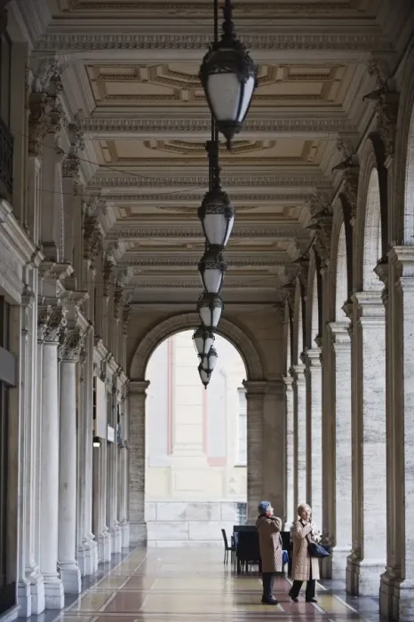 Framed Print : Columned walkway, Genoa (Genova), Liguria, Italy, Europe Framed Print : Columned walkway, Genoa (Genova), Liguria, Italy, Europe