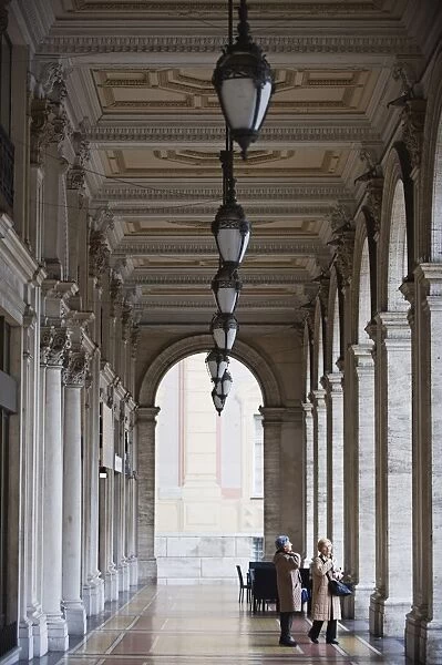 Columned walkway, Genoa (Genova), Liguria, Italy, Europe