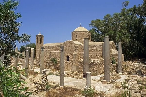 Columns and ruins at St. Pauls Church, Paphos, Cyprus, Europe