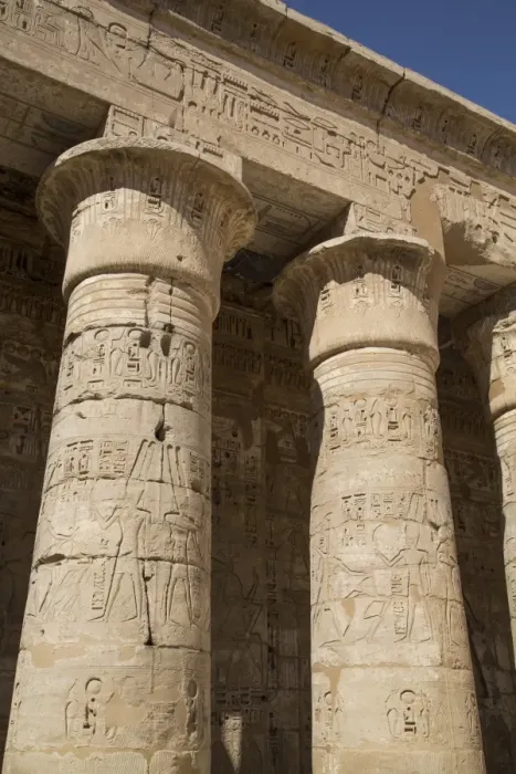Framed Print : Columns of the Second Court, Medinet Habu (Mortuary Temple of Ramses III), West Bank Framed Print : Columns of the Second Court, Medinet Habu (Mortuary Temple of Ramses III), West Bank