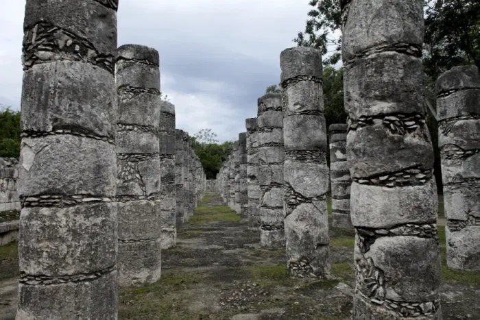 Framed Print : Columns in the Temple of a Thousand Warriors, Chichen Itza, UNESCO World Heritage Site