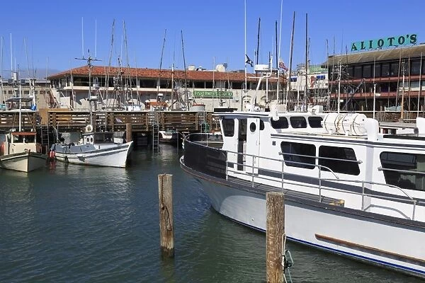 Commercial fishing boats at Fishermans Wharf, San Francisco, California, United States of America, North America