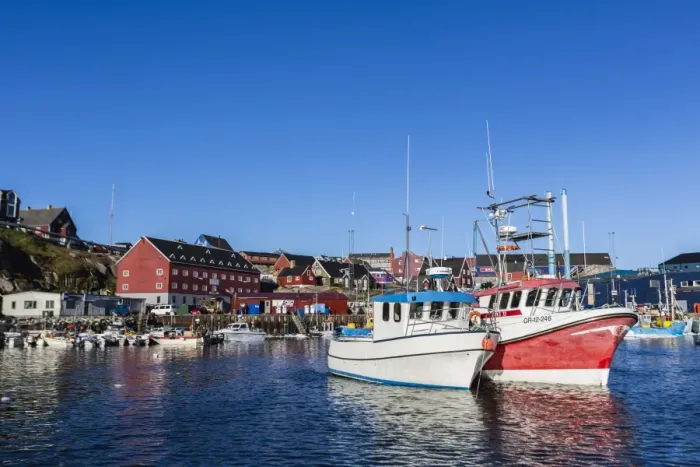 Framed Print : Commercial fishing and whaling boats line the busy inner harbor in the town of Ilulissat, Greenland, Polar Regions Framed Print : Commercial fishing and whaling boats line the busy inner harbor in the town of Ilulissat, Greenland, Polar Regions
