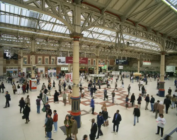 Framed Print : Commuters on the passenger concourse at Victoria Station in London, England Framed Print : Commuters on the passenger concourse at Victoria Station in London, England