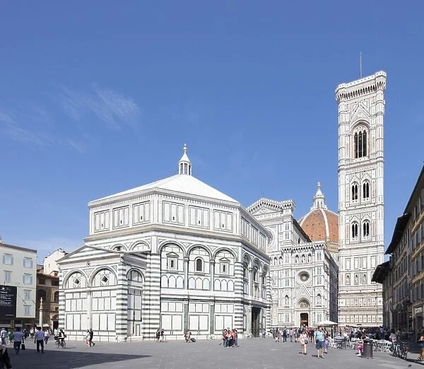 The complex of Duomo di Firenze with ancient Baptistery, Giottos Campanile and Brunelleschis Dome