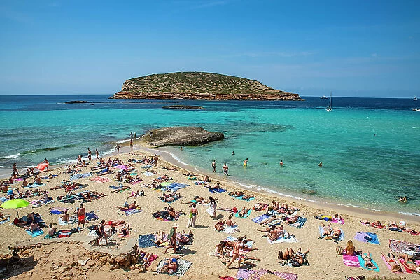 Comte beach with its turquoise waters, Ibiza, Balearic Islands, Spain, Mediterranean, Europe
