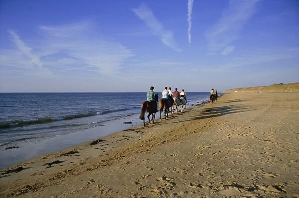 Conche des Baleines, horseriders on beach, Saint Clement village, Ile de Re