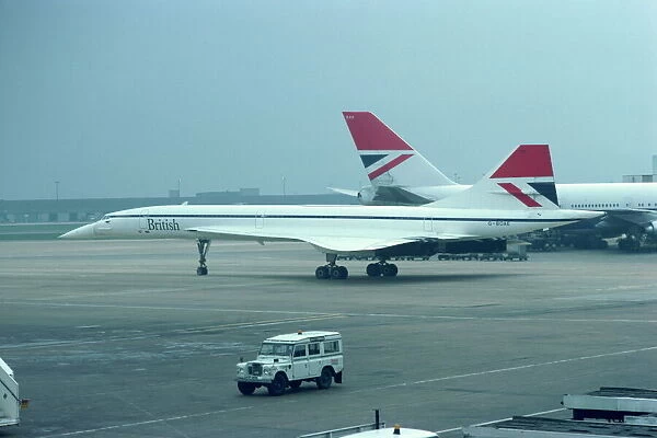 Concorde in the 1970s in British Airways livery, Heathrow, London, England