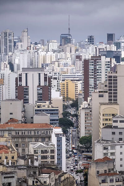 Concrete apartment blocks and commercial office buildings in the downtown financial district, Sao Paulo, Brazil, South America