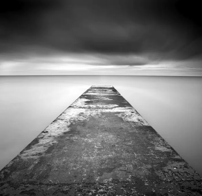 Framed Print : Concrete jetty on Blyth Beach, Northumberland, England, United Kingdom, Europe