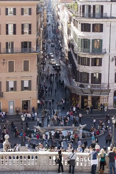 Via Condotti from the Spanish Steps, Rome, Lazio, Italy, Europe