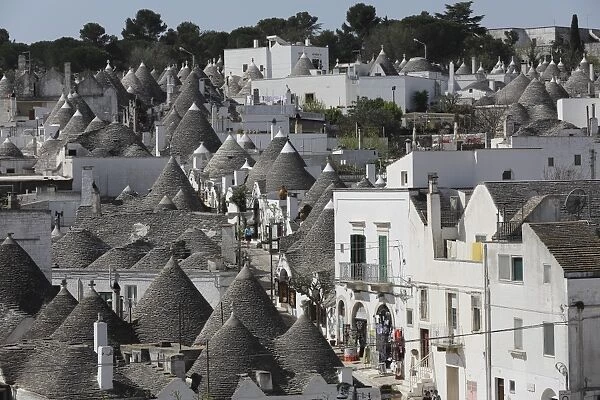 Cone-roofed trulli houses on the Rione Monte district, UNESCO World Heritage Site