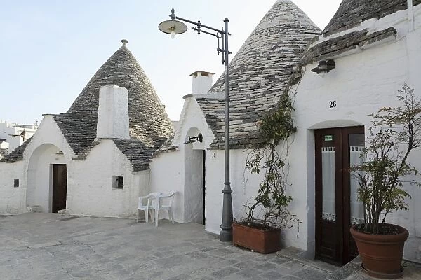 Cone-shaped trulli houses, in the Rione Monte district of Alberobello, UNESCO World Heritage Site