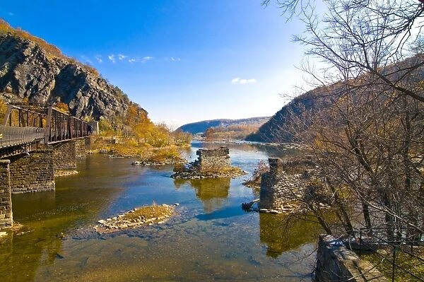 The confluence of the Potomac and Shenandoah Rivers at Harpers Ferry, West Virginia