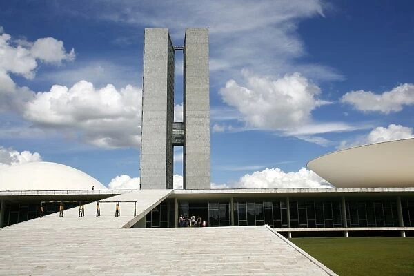 Congresso Nacional (National Congress) designed by Oscar Niemeyer, Brasilia, UNESCO World Heritage Site, Brazil, South America