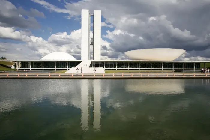 Framed Print : Congresso Nacional (National Congress) designed by Oscar Niemeyer, Brasilia, UNESCO World Heritage Site, Brazil, South America