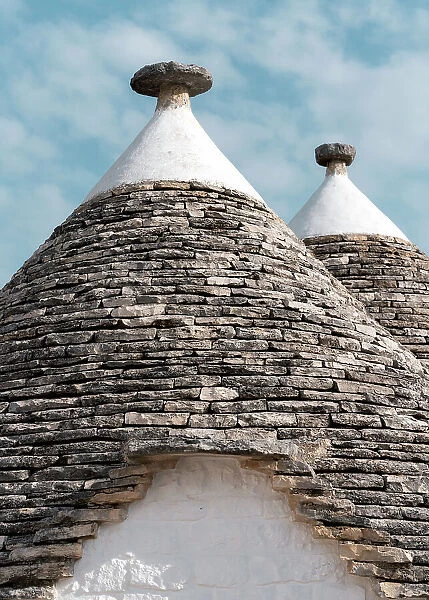 Conical dry stone roof of trulli house, Alberobello, Puglia region, Italy, Europe