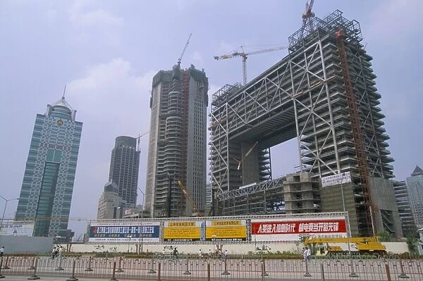 Construction site in the Pudong New Area, a massive east bank development