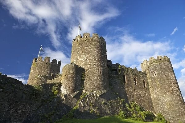 Conwy medieval castle in summer, UNESCO World Heritage Site, Gwynedd, North Wales, United Kingdom, Europe