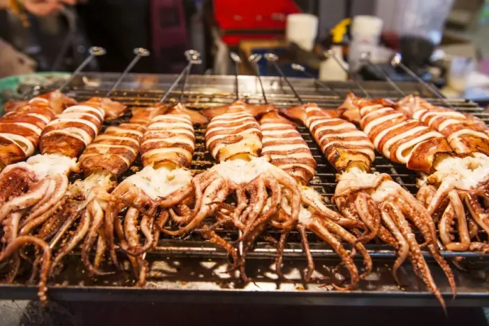 Framed Print : Cooked squid, Shilin Night Market, Taipei, Taiwan, Asia