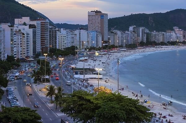 Copacabana at night, Rio de Janeiro, Brazil, South America