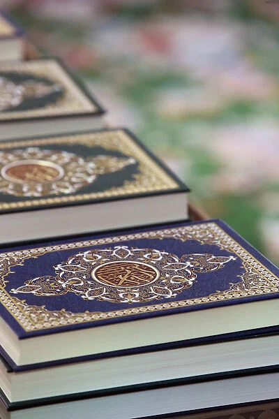 Detail of copies of The Koran inside Sheikh Zayed Grand Mosque, Abu Dhabi