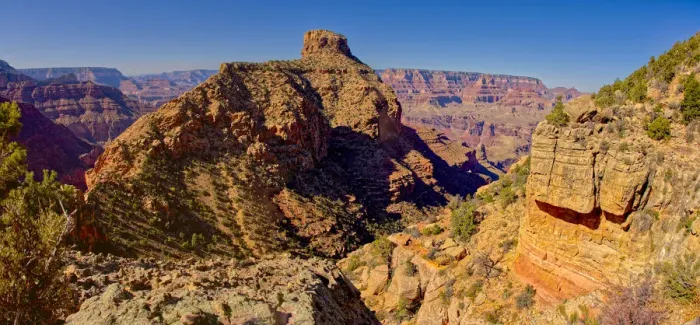 Framed Print : Coronada Butte viewed from the New Hance Trail on the south rim of the Grand Canyon Framed Print : Coronada Butte viewed from the New Hance Trail on the south rim of the Grand Canyon
