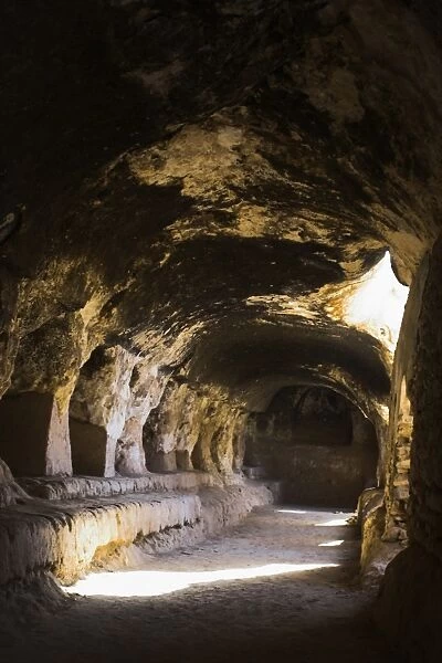 Corridor off which monks living quarters were carved in cave 2, Takht-I-Rusam