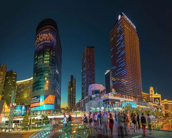 The Cosmopolitan on right and CityCenter on left, The Strip, Las Vegas, Nevada, United States of America, North America