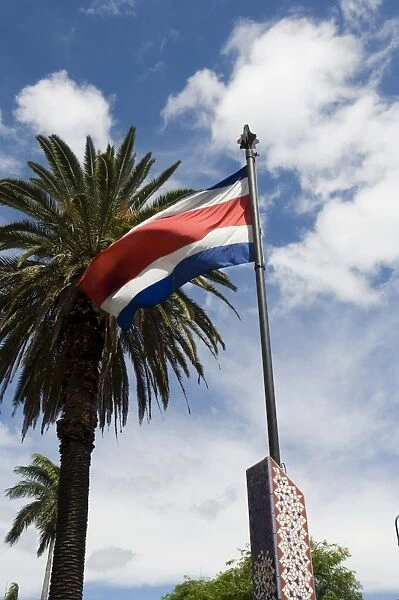 Costa Rican flag, San Jose, Costa Rica, Central America