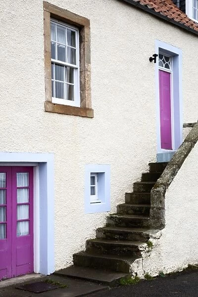 Cottage with external staircase, St. Monans, Fife, Scotland, United Kingdom, Europe